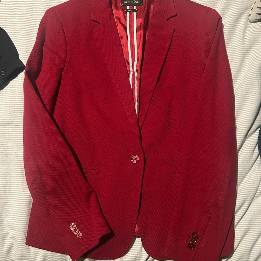 Massimo Dutti Vibrant Red Blazer size 10 deep red - Picture 2 of 2